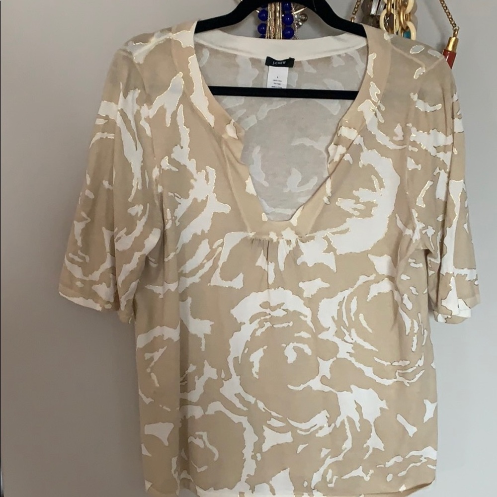 J crew knit top with metallic gold